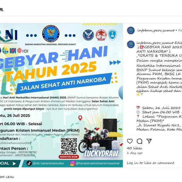 Peringati HANI 2025, BNNP Sumut dan Ikatan Alumni PKIM Gelar Jalan Sehat Anti Narkoba